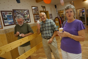 Norm, Marj, Ross Eating Ice Cream