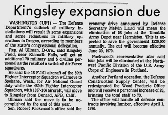 460FIS Announcement move to Kingsley - Bend Bulletin 10-27-69