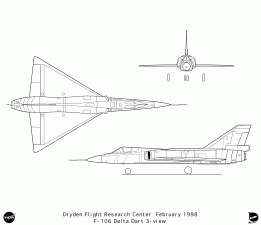 F-106 3-View line art
