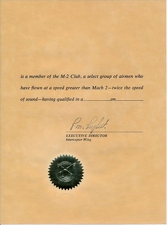 Certificate Mach-2 Club