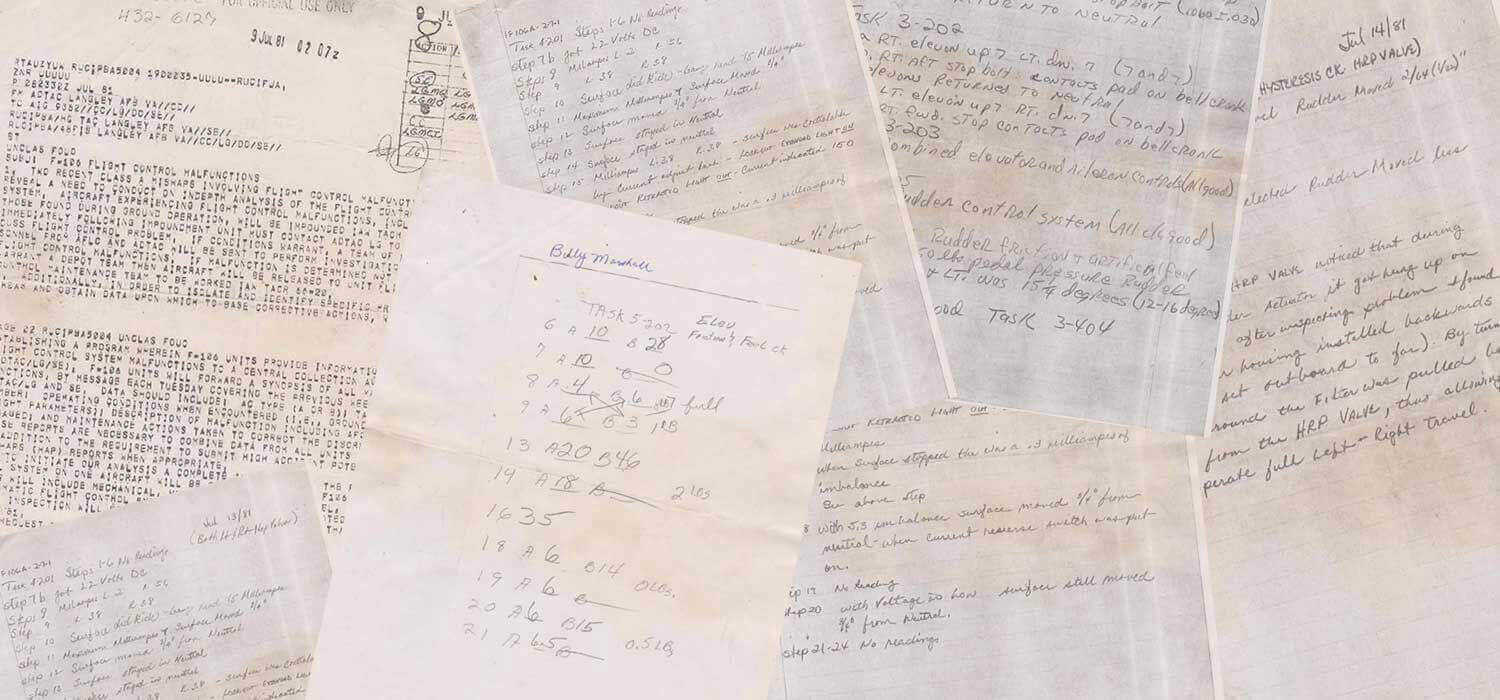 MSgt Billy Marshall's notes AFCS Test 590051, 1981