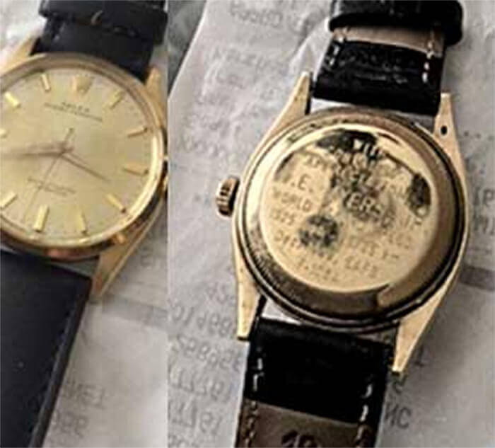 Gold watch of Charles E. “Chuck” Myers who controversially was the speed record holder