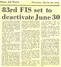 83 FIS Deactivation News 1972
