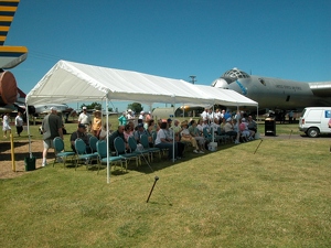 RB-36 from Chanute watches over the F-102 Dedication
